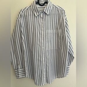 Abercrombie & Fitch White Oversized Striped Shirt